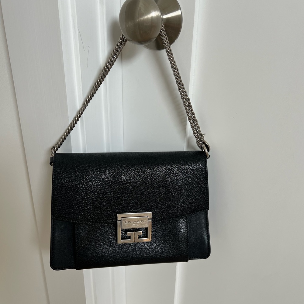 Givenchy black GV3 silver chain small shoulder bag -mint condition